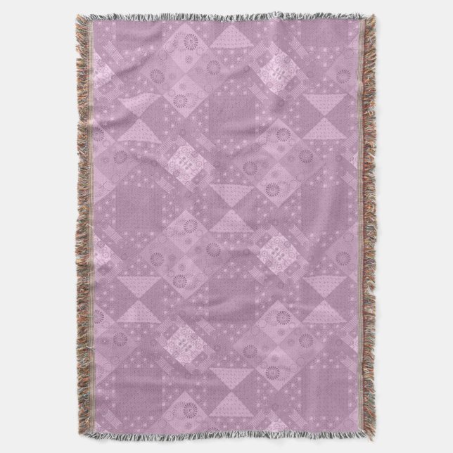 Manta bello patchwork tradicional de lila liso (Frente vertical)