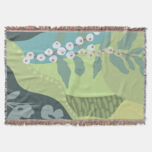 Manta Berries Blancas Mezcladas Verdes Bloques de Color