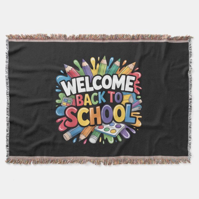 Manta Bienvenidos de vuelta a la escuela primer día de e (Anverso)