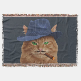 Manta Big Al "The Paw-Father" Cat Woven Throw Blanket