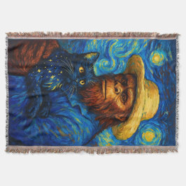 Manta Bigfoot with Cat in Van Gogh Style Starry Night