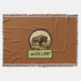 Manta Bison Saddle Brown Throw Blanket