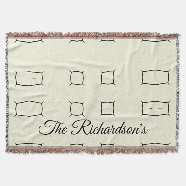 Manta Black Cream Personalized Geometric Minimal Bedding (Anverso)