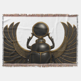 Manta Black & Gold Pharaonic Beetle Throw Blanket