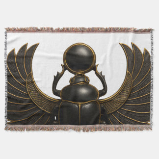 Manta Black & Gold Pharaonic Beetle Throw Blanket