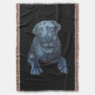 Manta Black Lab Blanket Blue Dog Art Throw Blanket