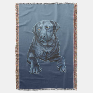 Manta Black Lab Blanket Blue Dog Art Throw Blanket