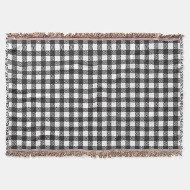 Manta Black White Buffalo Gingham Check Plate Holiday (Anverso)