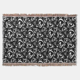 Manta Black White Music Notes Bass Treble Clef Hearts