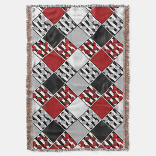 Manta Blanco negro con retráctil rojo