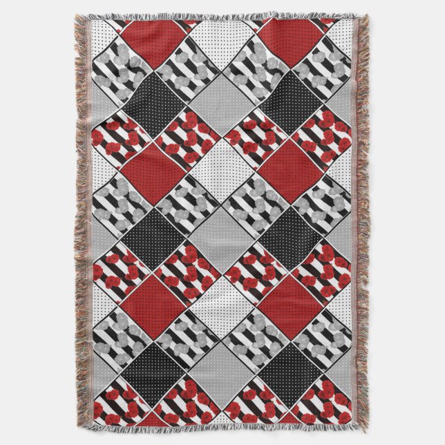 Manta Blanco negro con retráctil rojo (Frente vertical)