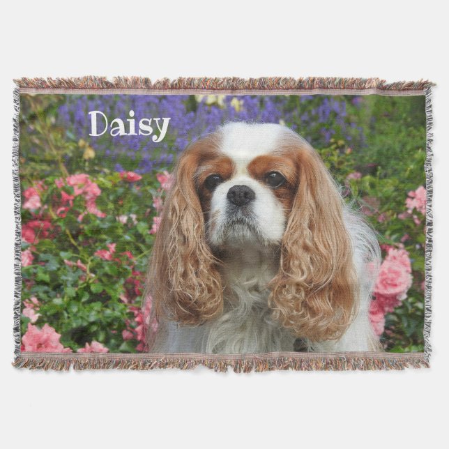 Manta Blenheim Cavalier King Charles Spaniel en flores (Anverso)