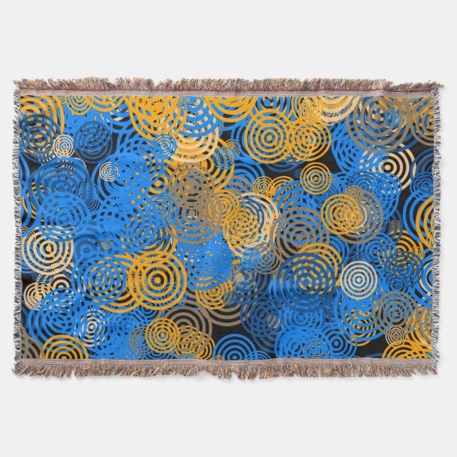 Manta  Blue and Orange Concentric Circles Throw Blanket (Anverso)