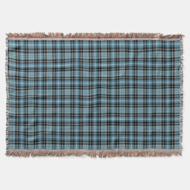 Manta Blue, Black and White Clark Clan Escocia Plaid (Anverso)