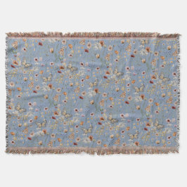 Manta Blue Boho Floral Throw Blanket