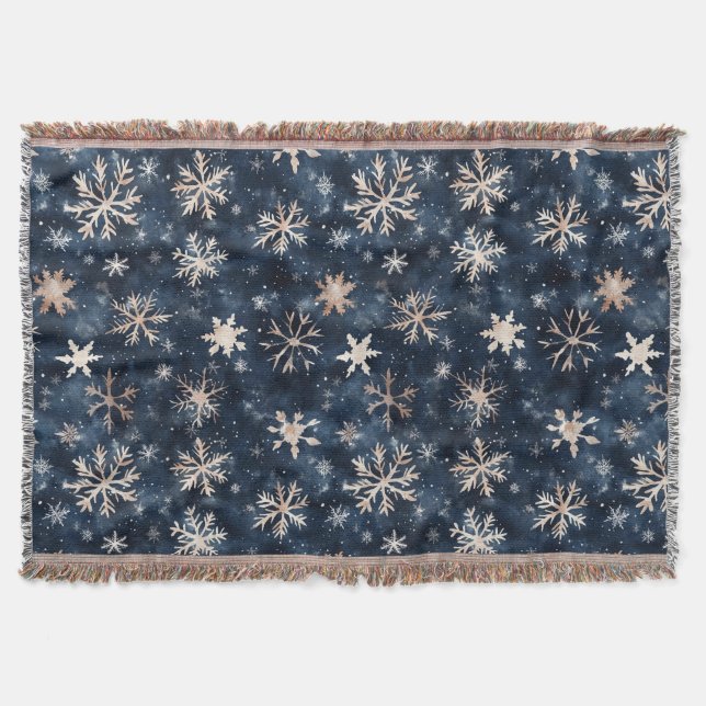 Manta Blue Cream Christmas Snowflakes (Anverso)