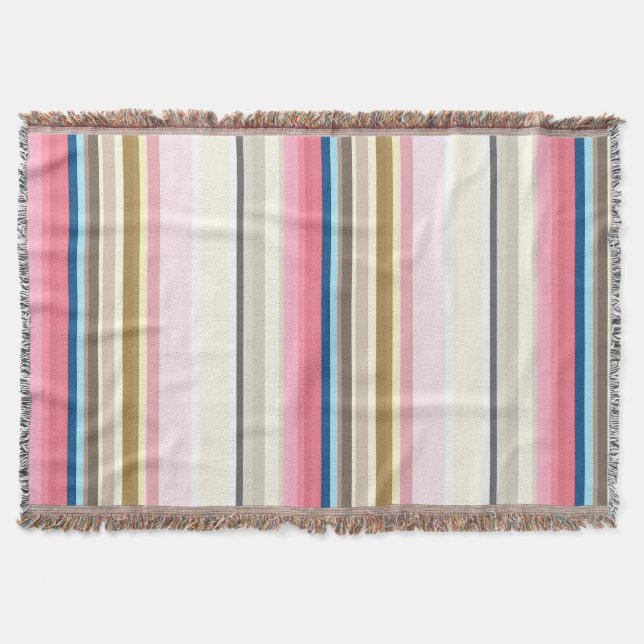 Manta Blue, pink, almond and coffee stripes (Anverso)