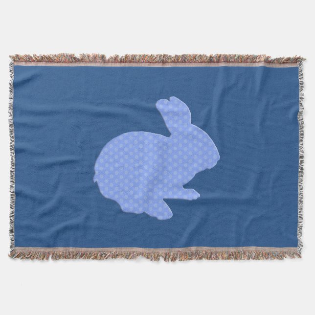 Manta Blue Polka Dot Silhouette Bunny Throw Blanket (Anverso)