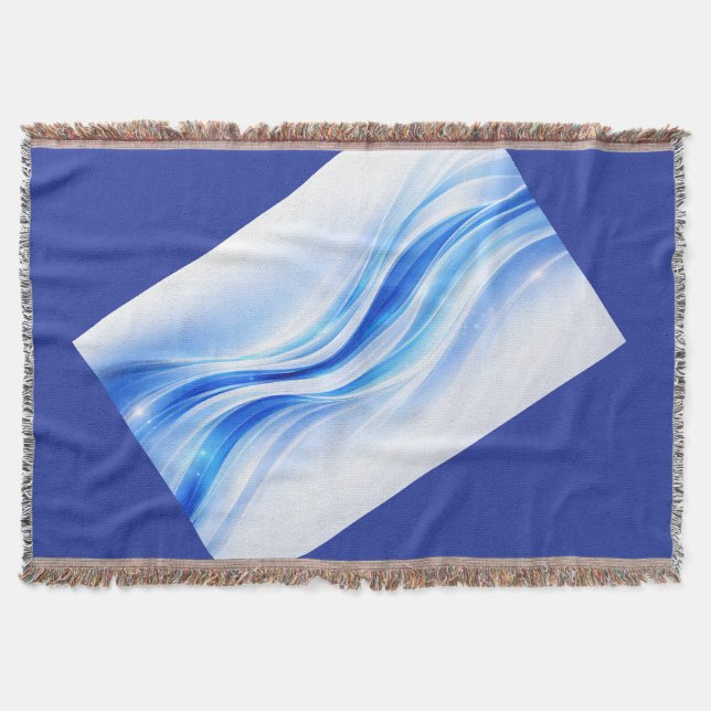 Manta Blue & Silver Abstract Wave Blanket – Modern Flowi (Anverso)