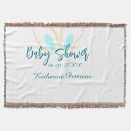 Manta Blue yellow baby shower name date animal ear cute 