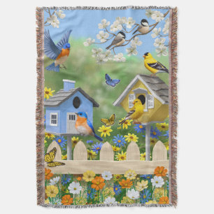 Manta Bluebirds Goldfinches Birdhouses Flower Garden