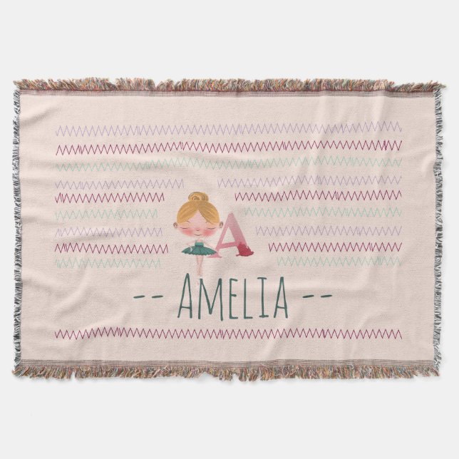 Manta Blush Pink Ballerina "A" Monogram Name (Anverso)