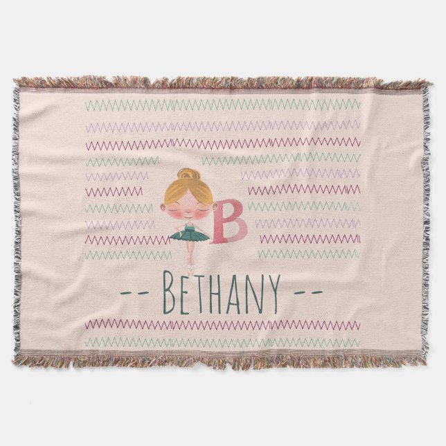 Manta Blush Pink Ballerina Monogram B – Personalized Art (Anverso)