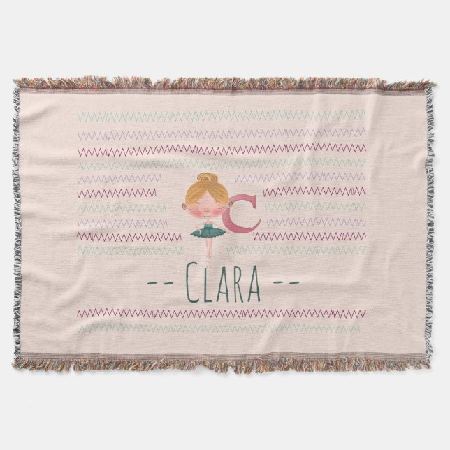 Manta Blush Pink Ballerina Monogram C Name (Anverso)