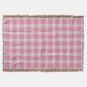 Manta Blush rosa y cuadros gingham blancos