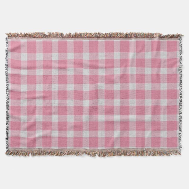 Manta Blush rosa y cuadros gingham blancos (Anverso)