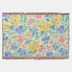 Manta Boceto de Flor Silvestre Vintage (3)