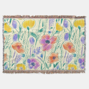 Manta Boceto de Flor Silvestre Vintage (6)
