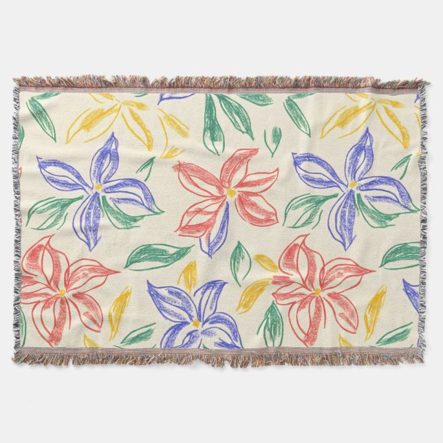 Manta Boceto de Flor Silvestre Vintage (8) (Anverso)