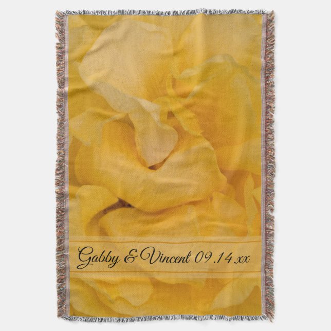 Manta Boda amarillo de la floral rosa Keepsake (Frente vertical)