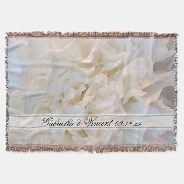 Manta Boda Floral de la Carnación Blanca Keepsake (Anverso)