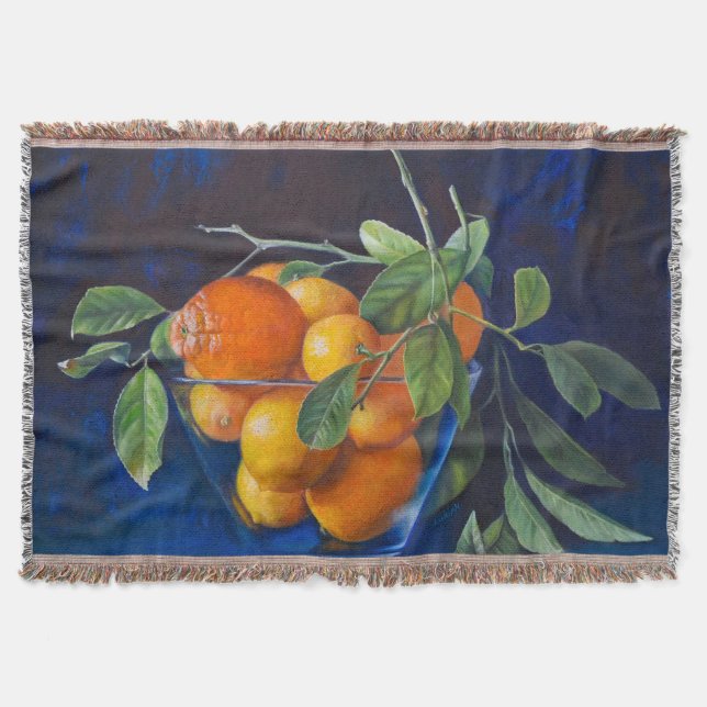 Manta Bodegón con limones y rama de naranja (Anverso)