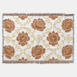 Manta Bohemia Floral Throw Blanket - Terracotta y Gol