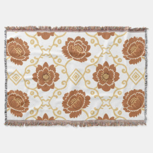 Manta Bohemia Floral Throw Blanket - Terracotta y Gol