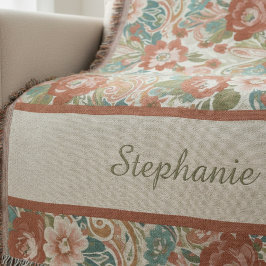 Manta Boho Chic Floral Paisley Pattern Throw Blanket