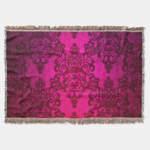 Manta Boho Damask Profundo Rosa Brillante Estilo Victori