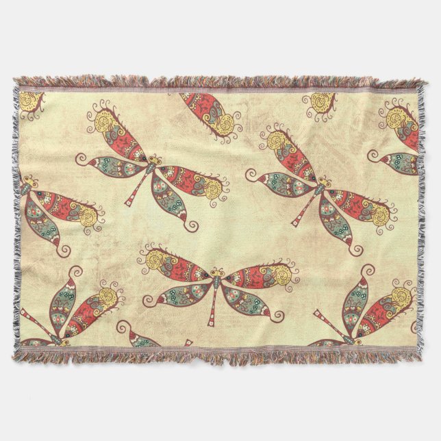 Manta Boho Dragonflies en Sepia (Anverso)