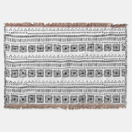 Manta Boho Ethnic Throw Blanket - Blanco y negro