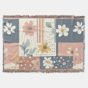 Manta Boho Floral Patchwork en Terracota y Salvia