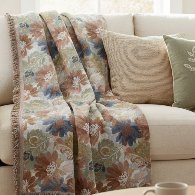 Manta Boho Floral Pattern Throw Blanket (Floral throw blanket)