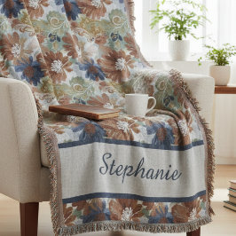 Manta Boho Floral Pattern Throw Blanket