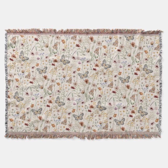 Manta Boho Floral Throw Blanket (Anverso)