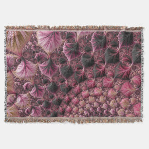 Manta Boho Funky Ecléctico Rosa Negro Resumen Fractal