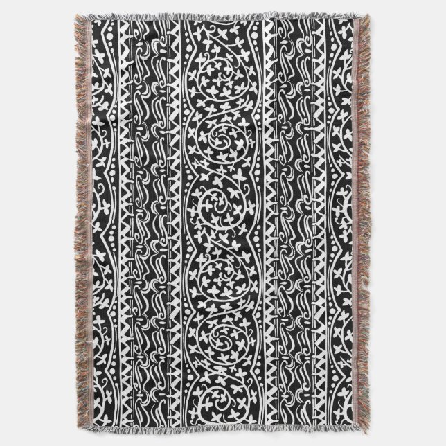 Manta Boho Mandala Flor y Leaf Throw Blanket (Frente vertical)