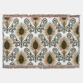 Manta Boho Peacock Feather Jewel Tone-Golden Brown