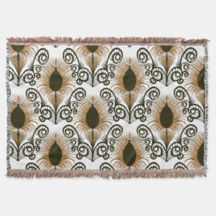 Manta Boho Peacock Feather Jewel Tone-Golden Brown